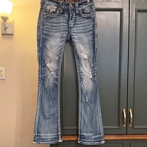 Rock Revival Blue Distressed Flare Jeans